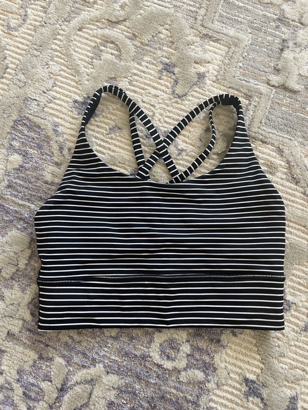 Lululemon Striped Black & White Energy Bra - Women Intimates